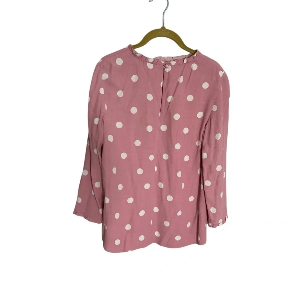 Kate Spade Pink Polka Dot Long Sleeve Top 2